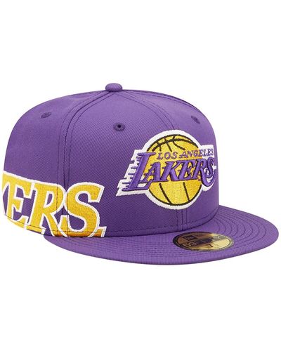 KTZ Los Angeles Lakers Side Split 59fifty Fitted Hat - Purple