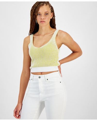 DKNY Cropped Ribbed Sleeveless Sweater - Multicolor