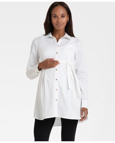 Seraphine Cotton Belted Maternity Tunic - White
