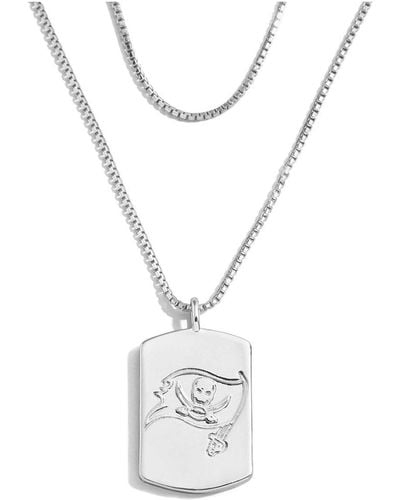 WEAR by Erin Andrews X Baublebar Tampa Bay Buccaneers Silver Dog Tag Necklace - White