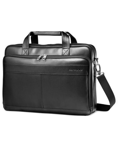 Samsonite Leather Laptop Slim Portfolio, Business Brief - Black