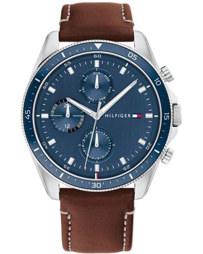 Tommy Hilfiger Chronograph Leather Strap Watch 44mm - Brown