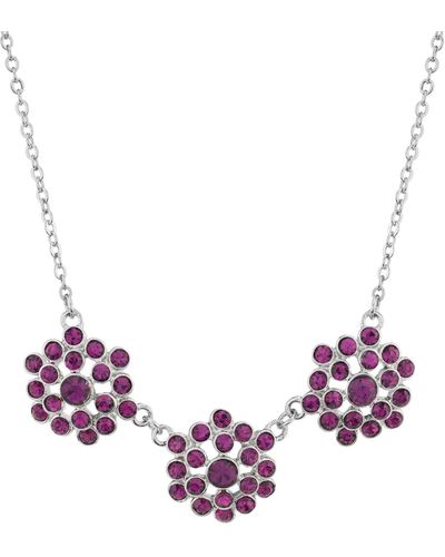 2028 Silver-tone Collar Necklace - Purple
