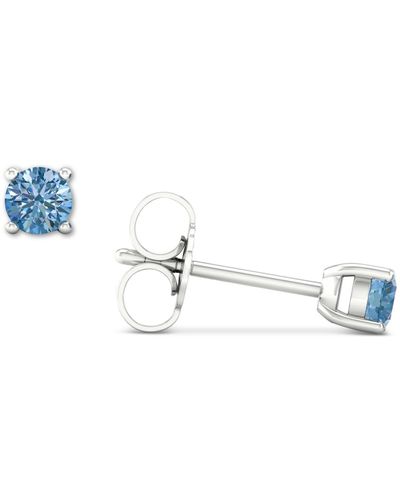 Forever Grown Diamonds Lab-created Blue Diamond Stud Earrings (1/4 Ct. T.w. - Metallic