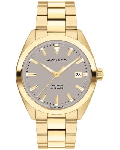Movado Datron Swiss Auto Ionic Plated Gold Steel Watch 40mm - Metallic