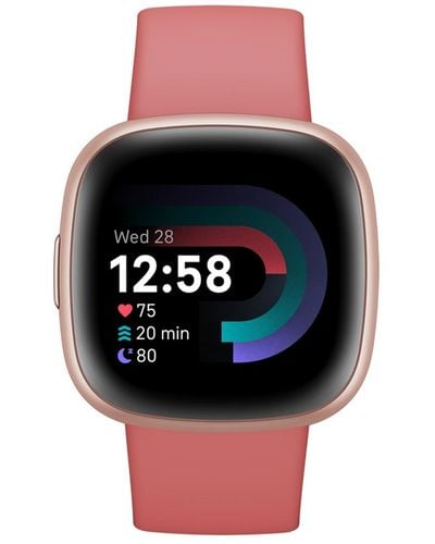 Fitbit Versa 4 Pink Sand Copper Rose Smartwatch - Black