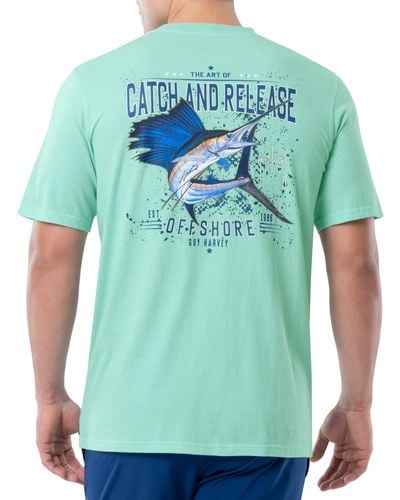 Guy Harvey Catch And Release Offshore Logo Graphic Pocket T-shirt - Blue