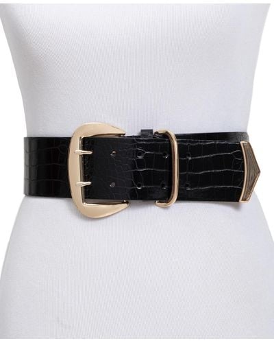 INC International Concepts Wide Stretch Belt, Created For Macy's - Black
