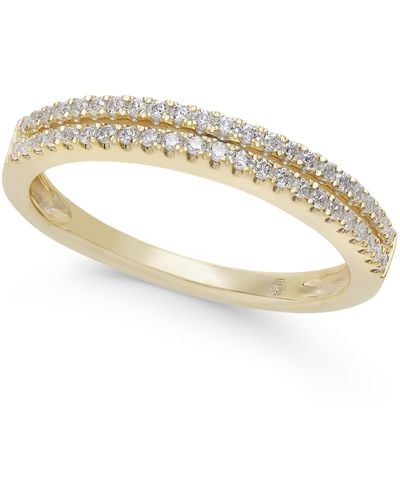 Macy's Diamond Double Row Band In (1/4 Ct. T.w.) In 14k White, Yellow Or Rose Gold - Metallic