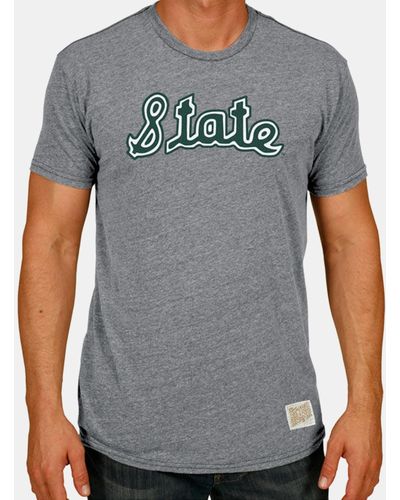 Retro Brand Michigan State Spartans Tri-blend Vault Logo T-shirt - Gray