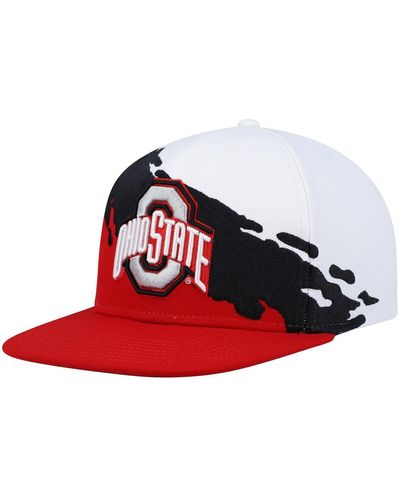Mitchell & Ness Scarlet And White Ohio State Buckeyes Paintbrush Snapback Hat - Red