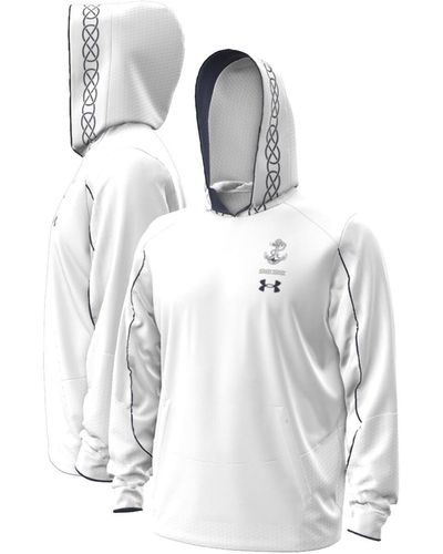 Under Armour Navy Midshipmen 2023 Aer Lingus College Football Classic Fleece Pullover Hoodie - White