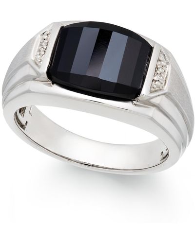 Macy's Men's Onyx (4-1/2 Ct. T.w.) And Diamond Accent Ring In Sterling Silver - Multicolor