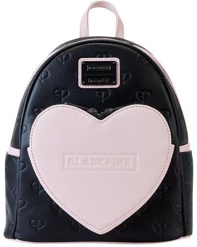 Loungefly And Pink Allover Print Heart Mini Backpack - Black