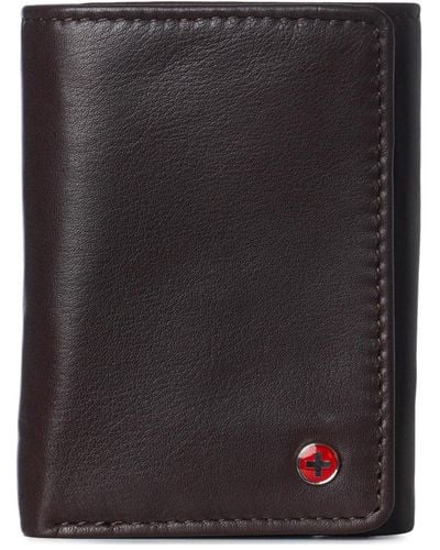 Alpine Swiss Rfid Wallet Deluxe Capacity Trifold With Divided Bill Section - Black