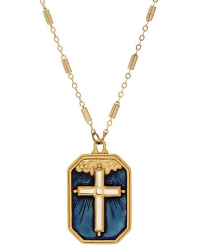 2028 Symbols Of Faith Enamel Cross Necklace - Metallic