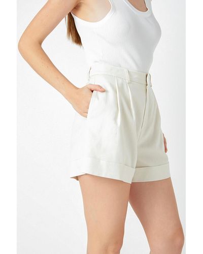 Endless Rose Linen Pintucked Shorts - White