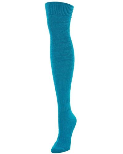 Memoi Crochet Multi Over The Knee Socks - Blue