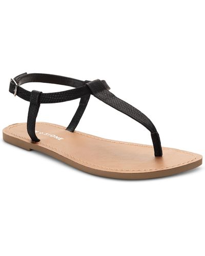 Sun & Stone Sun + Stone Krisleyy T Strap Thong Flat Sandals - Black