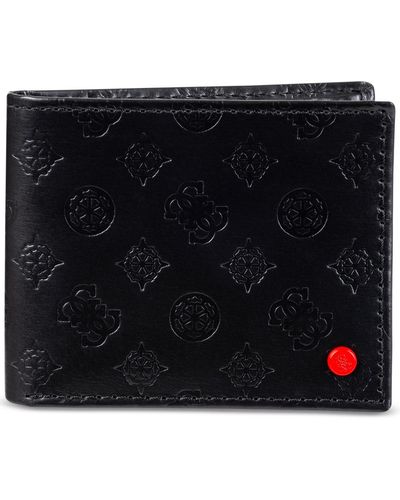 Guess Rfid Embossed Leather Passcase Wallet - Black