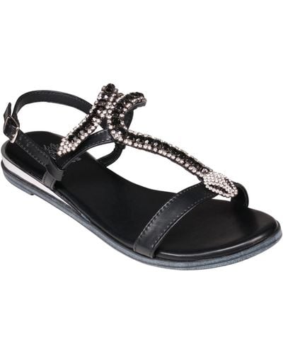 Gc Shoes Lidia Embellished Snake Ornament Flat Sandals - Black