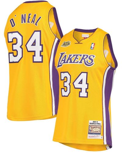 Mitchell & Ness Shaquille O'neal Los Angeles Lakers 2000 Nba Finals Hardwood Classics Authentic Jersey - Yellow