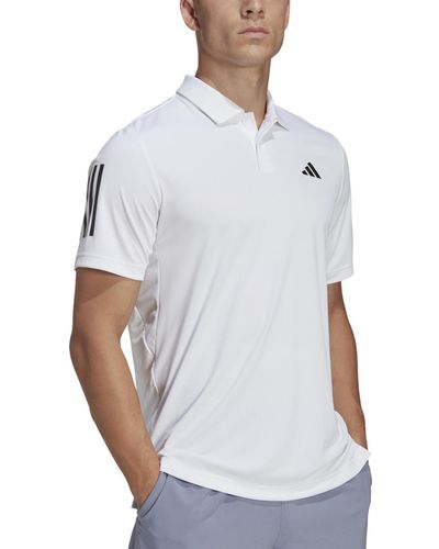 adidas 3-stripes Short Sleeve Performance Club Tennis Polo Shirt - White