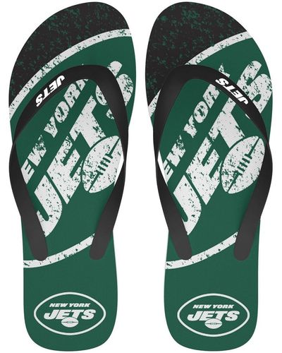 FOCO And New York Jets Big Logo Flip-flops - Green