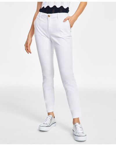 Tommy Hilfiger Rolled-hem Straight-leg Chino Pants - White