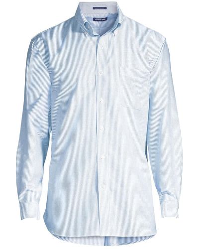 Lands' End Big & Tall Traditional Fit Pattern No Iron Supima Oxford Dress Shirt - Blue
