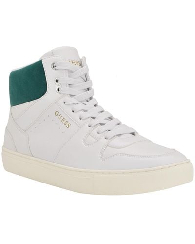 Guess Bordo High Top Casual Lace-up Sneakers - White