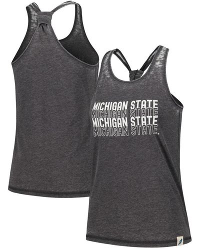 League Collegiate Wear Michigan State Spartans Stacked Name Racerback Tank Top - Black