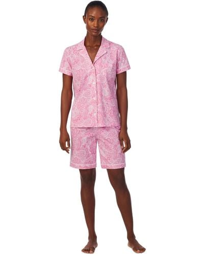 Lauren by Ralph Lauren 2-pc. Notched-collar Bermuda Pajamas Set - Pink