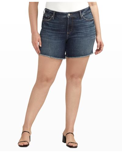 Silver Jeans Co. Plus Size Suki Luxe Stretch Mid Rise Curvy Fit Short - Blue