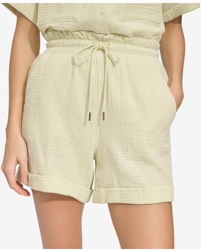 Marc New York Andrew Marc Sport High Rise Gauze Shorts - Natural