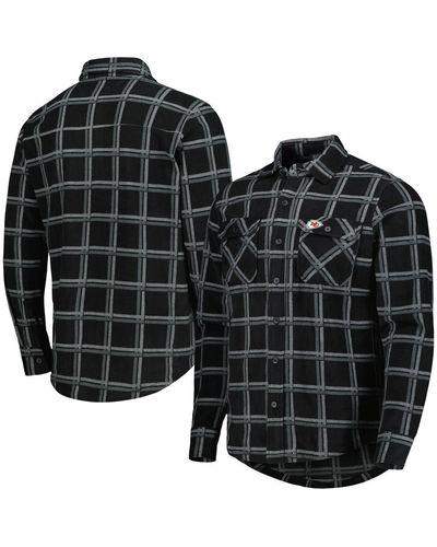 Antigua Kansas City Chiefs Industry Flannel Button-up Shirt Jacket - Black