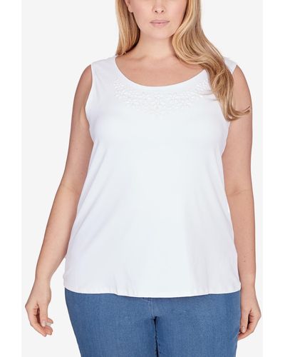 Ruby Rd. Plus Size Scoop Neck Sleeveless Top - White