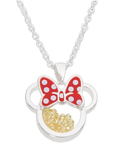 Disney Minnie Mouse Silver Plated Birthstone Shaker Necklace - White