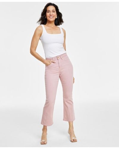 INC International Concepts High Rise Crop Flare Jeans - White