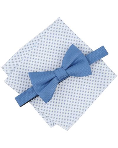 Alfani Geo-pattern Bow Tie & Dot Pocket Square Set - Blue