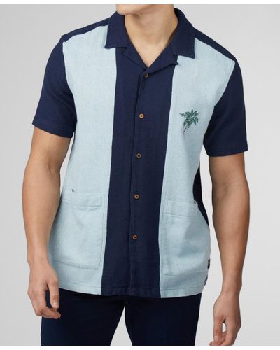 Ben Sherman Boucle Resort Short Sleeve Shirt - Blue