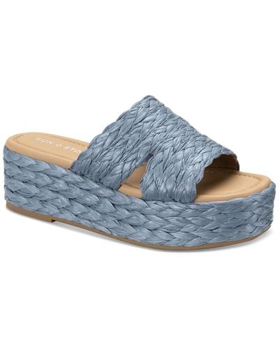 Sun & Stone Sun + Stone Olinkaa Woven Slide Espadrille Wedge Sandals - Blue