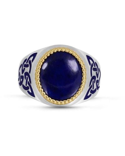 LuvMyJewelry Lapis Lazuli Gemstone Sterling Silver Men Signet Ring - Blue