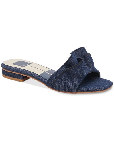Dolce Vita Alumni Ruffled Block-heel Slide Sandals - Blue