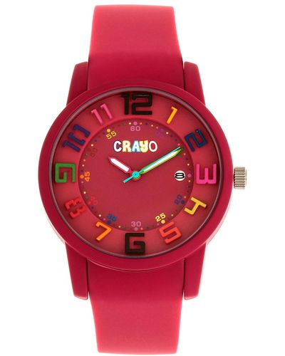 Crayo Festival Silicone Strap Watch 41mm - Red