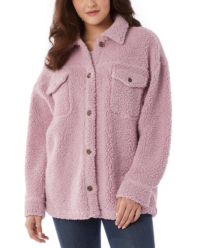 32 Degrees Relaxed-fit Fleece Shirt Jacket - Pink