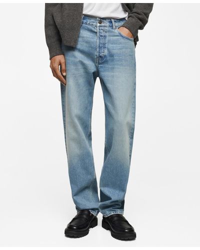 Mango Relaxed-fit Medium Wash Jeans - Blue