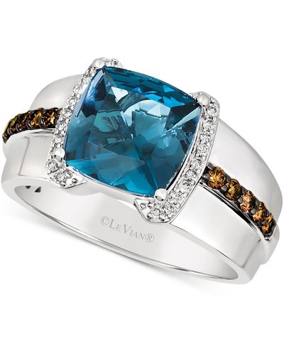 Le Vian Deep Sea Blue Topaz (4-1/2 Ct. T.w.) & Diamond (3/8 Ct. T.w.) Ring In Sterling Silver - Multicolour