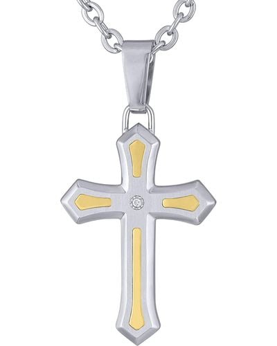 Macy's Diamond Accent Cross 22" Pendant Necklace - Metallic