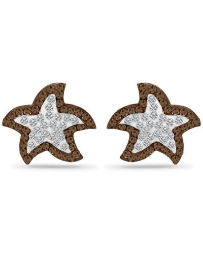 Giani Bernini Crystal Star Fish Sterling Silver Stud Earrings - Metallic